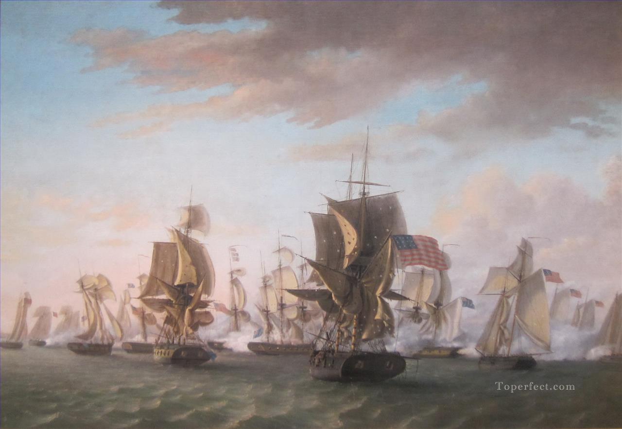 エリー湖でのペリーズの勝利 トーマス・バーチ作 1814年の海戦油絵